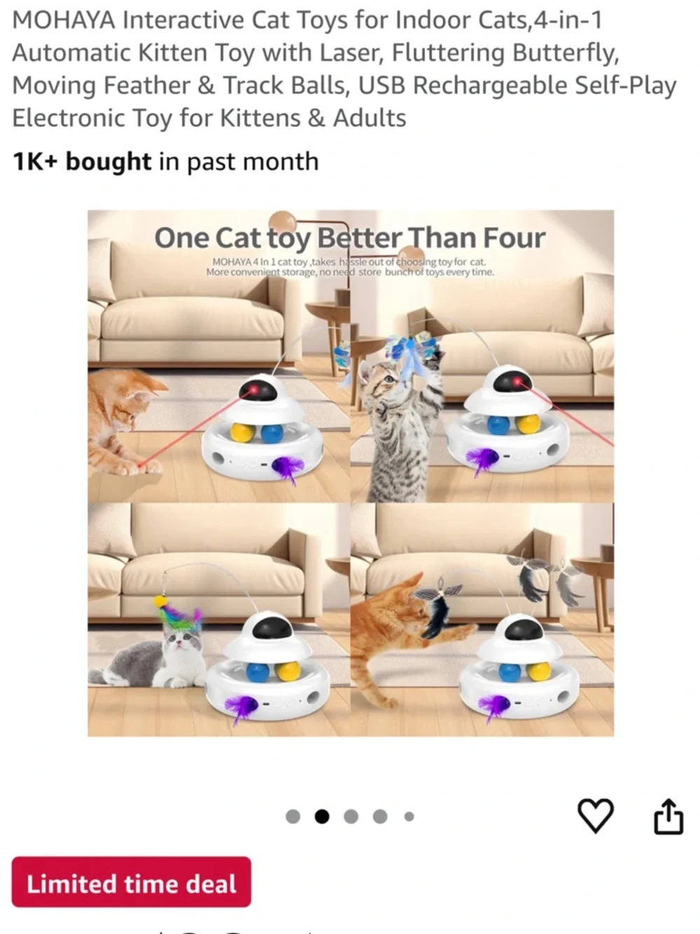 Brand new Interactive Cat Toy with Laser, Feathers & Track Balls - White